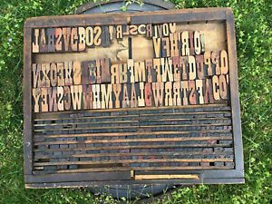 Antique/Vintage Wooden Typeset For A Printing Press Assorted Sizes &amp; Characters.