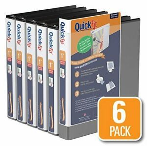 QuickFit View Binder 1 Inch Round Ring Black 6 Pack 88011-06