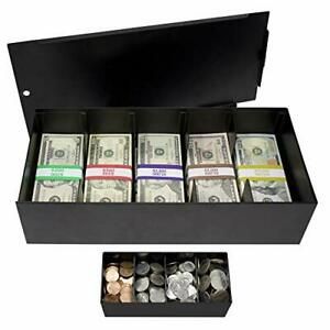 Lockable Metal 5 Compartment Currency Tray with Coin Tray Insert and Bill