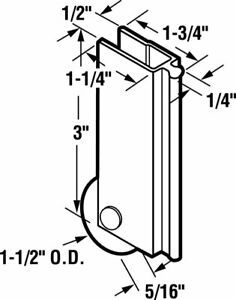 Prime-Line 162445 Aluminum/Nylon Mirror Door Roller Assembly 1-1/2 Dia. in.
