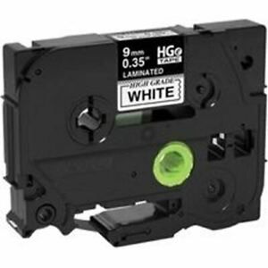 Brother 9mm (0.35&#034;) Black on White HGe Tape with Standard Adhesive 8m (26.2 ft)
