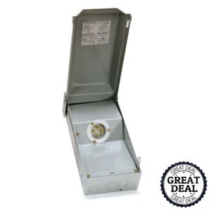 30-Amp Generator Power Inlet Box L14-30 Receptacles 120/240 Volts Outdoor Steel