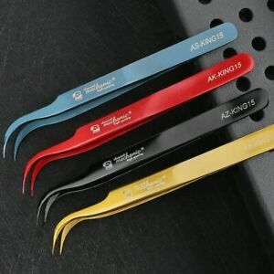 Stainless Steel Electronic Tweezers Straight Curved Precision Tweezer Pinzas For