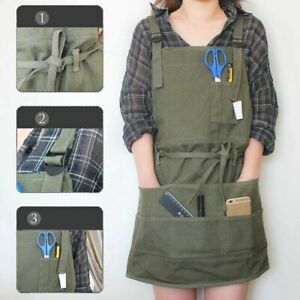 Artist Painting Aprons Garden Lab Work Dress with Pockets Adjustable Neck Waist
