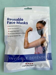 FACE MASK WASHABLE REUSABLE 100% COTTON UNISEX PLAIN BLACK MADE IN USA PACK OF 3