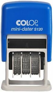 Colop S 120 (MINI DATER) Self Ink Stamp DD MM YYYY Blue Body, Blue Pad