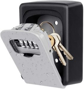 Key Lock Box Wall Mounted, 4 Digit Combination Lock Box for House Key Weatherpro