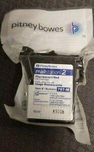 New Genuine Pitney Bowes 797-M Red Ink Cartridge for Mailstation2 OEM Sealed