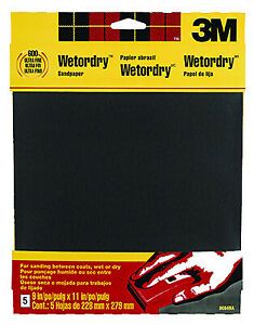 9084NA Wet/Dry Sandpaper, 600-Grit, 9 x 11-In., 5-Pk. - Quantity 10