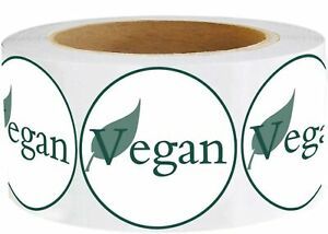 Vegan Food Rotation Labels 1.5 Inch - Round Circle Dots 500 Adhesive Stickers