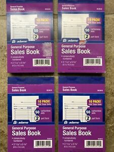 4 PACK Adams General Purpose Sales Book, 2-PartWhite/Canary 50 Sets per Book