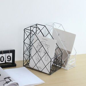 Storage Rack Shelf Iron Grid Desktop File Management Books Organizer Practical
