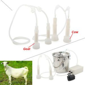 5L Dual Heads Electric Milking Machine Steel Vacuum Pump Cow Goat Milker Plug