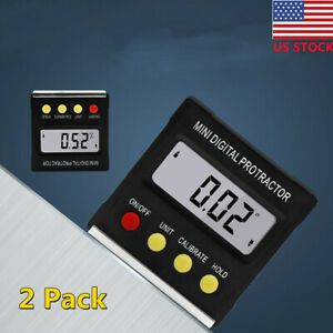 2PCS Magnetic Digital Protractor Angle Finder Bevel Level Box Inclinometer Meter