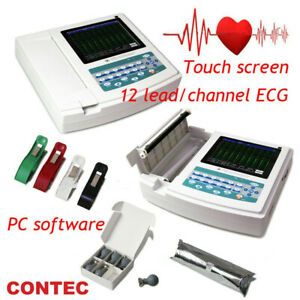 12 Channel 12 Leads ECG EKG Machine Touch electrocardiograph Printer USA FEDEX