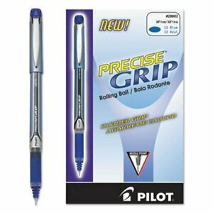 Pilot Precise Grip Roller Ball Stick Pen, Blue Ink, Extra Fine, Dozen (PIL28802)
