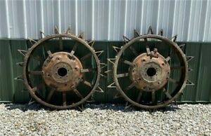 2 Tractor Tires Steel Wheels, Vintage Implement Thresher, Cast Iron, A