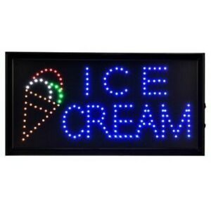 ALPINE INDUSTRIES ALP497-13-2pk 19&#034; x 10&#034; LED Rectangular Ice Cream Sign with