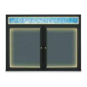 UNITED VISUAL PRODUCTS UV451HILED-BLACK-BLSPRU Corkboard,Blue Spruce/Black,48&#034;