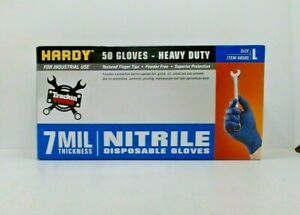 Hardy 61773 Nitrile Gloves 7 mil Strong 50 pcs. L Heavy Duty Powder &amp; Latex Free
