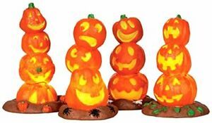 Spooky Town Halloween Light Up Pumpkin Stack, Pack of 4 #34623