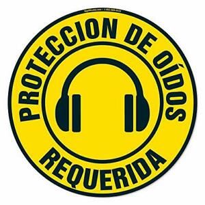 Proteccion De Oidos Requerida Non-Slip Floor Marker | 12 Pack of 16&#034; Circle V...