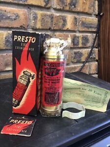 Vintage NOS Presto Fire Extinguisher New Never Used Merlite Industries New York!