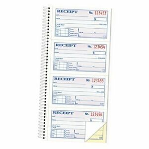 Money/Rent Receipt Book, 2-Part, Carbonless, 11 x 5.25 Inches, 4 White