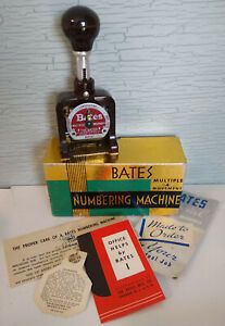 Vintage Bates Numbering Machine Consecutive Repeat 4 Movement with Box