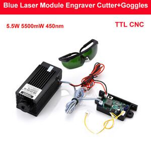 DIY Analog TTL CNC 5.5W 5500mW 450nm Laser Module Engraver Cutter + Goggles
