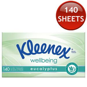 24 x KLEENEX SPECIAL CARE EUCALYPTUS FACIAL TISSUES 140 SHEETS HANKIE NAPKIN BOX