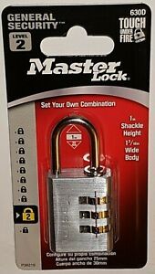 MASTER LOCK Combination Pad Lock Lever 2 General Security  1&#034; Shackle Fire Safe
