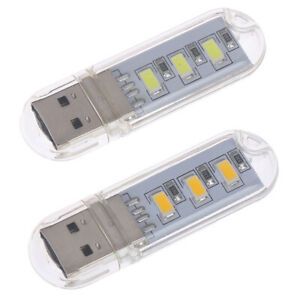 2pcs Mini USB LED Book Lamps Camping lamp For PC Laptops Computer Night light)