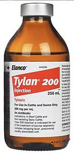 Tylan 200 250ml Antibiotic for Beef Cattle Dairy Cattle Swine Elanco EXP 06/22