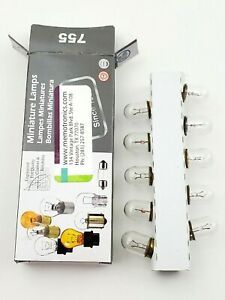 Box of 10 CEC 755 Miniature Lamps 6.30 Volts .95 Watts 20000 AVG HRS BA9S Base