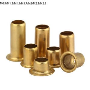 100PCS M0.9 - M2.5 Copper Brass Eyelet Hollow Tubular Rivets Through Nuts Kit