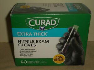 New Curad Nitrile Extra Thick Exam Gloves 6 Mil. Chemical Resistant 40 ct. Box