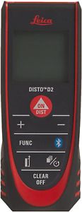 Leica 838725 DISTO D2 New 330ft Laser Distance Measure with Bluetooth 4.0, 1.7 x