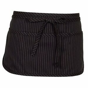 Fame 3 Pocket Waist Apron F9 - 11&#034;L X 23&#034;W - (One Size, Black Pinstripe)