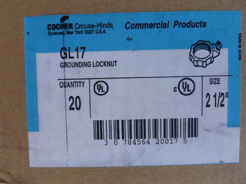 CROUSE-HINDS GL17 2-1/2&#034; GROUNDING LOCKNUT LOT OF 20