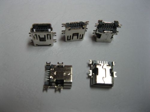 400 pcs mini usb 5 pin female jack smt sink type sinking plates connector for sale