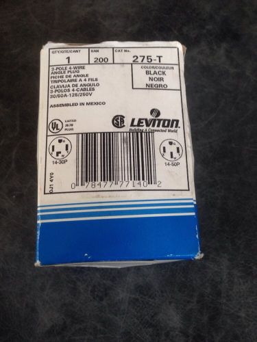 Leviton 3 pole 4 wire angle plug 275-t 13-30p black 50amp or 30amp for sale