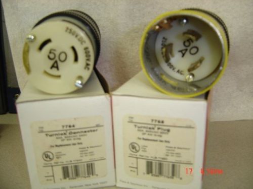 Pass &amp; seymour  7764 &amp; 7765 twist lock pair connector and plug 50a for sale