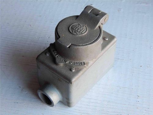 #366  hubbell  twist lock  50a  250vdc / 600vac  in cast iron enclosure  3/4&#034; for sale