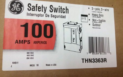 Ge safety switch 100 amp thn3363r for sale