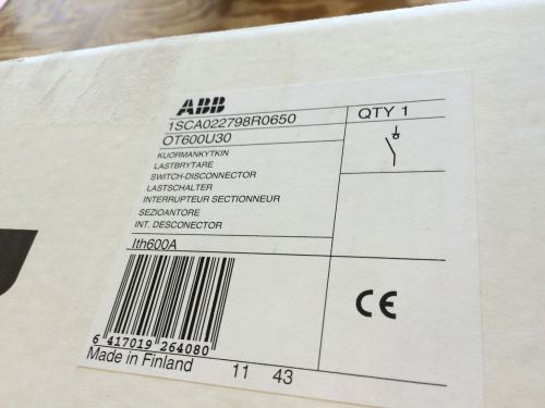 Abb ot600u30 600a nf disconnect 600v 3 pole (left of mechanism) *new in box!* for sale