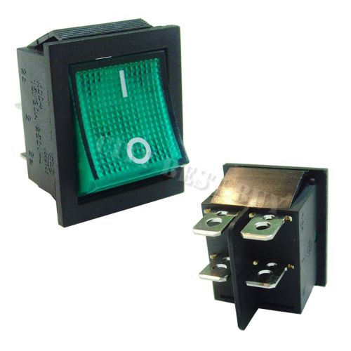 5 green button 4 pin dpst on/off illuminated car rocker switch ac 250v 15/30a for sale