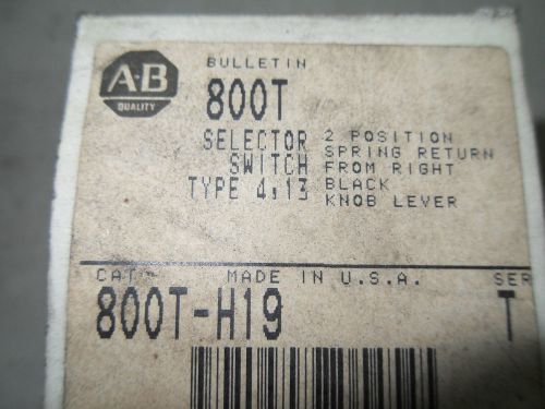 (B5) 1 USED ALLEN BRADLEY 800T-H19 SELECTOR SWITCH