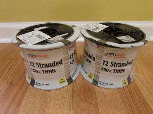 2- 500&#039; Rolls #12 Stranded Wire, White, THHN, 1000&#039; Total
