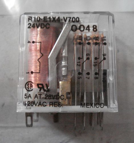 Te/potter &amp; brumfield r10-e1x4-700 power relay,4pdt,24vdc,5a,plug-in,5a @ 28vdc for sale